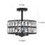 3-Light Crystal Ceiling Light Fixture Semi Flush Mount Chandelier with Drum Shade-966255278