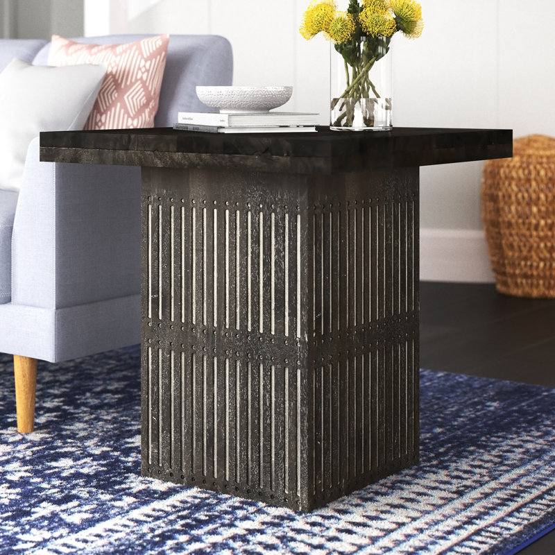 Isona Solid Wood End Table, Antique Brown