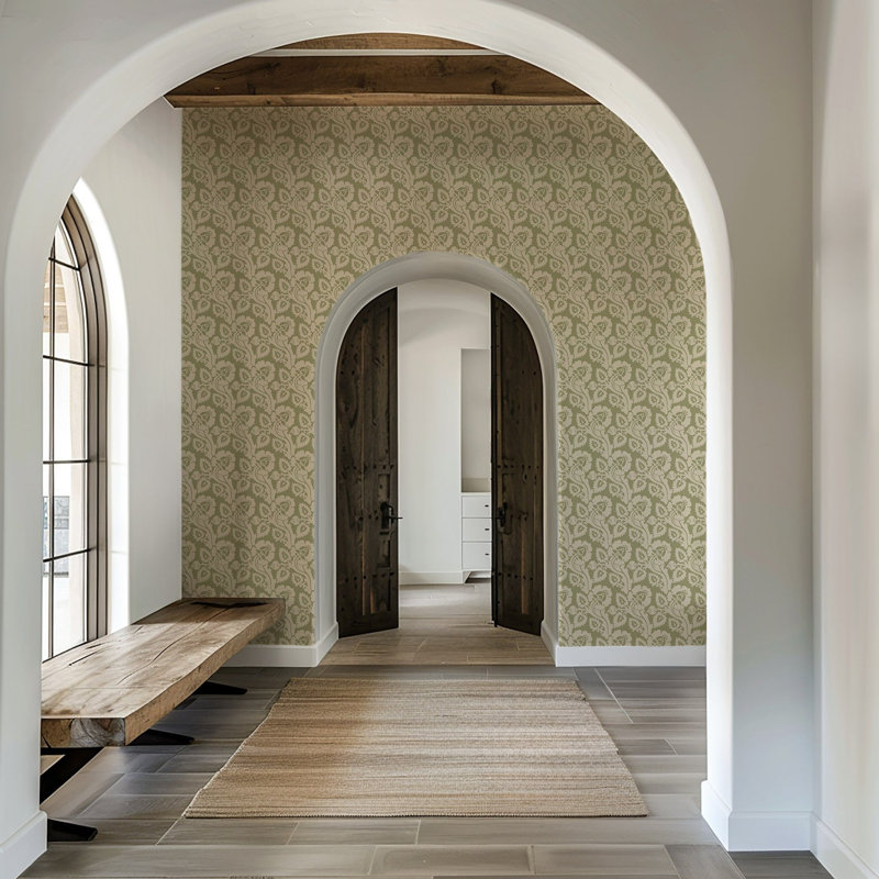 Paisley Briar - Botanical Wallpaper, Ivory Frost, Peel & Stick