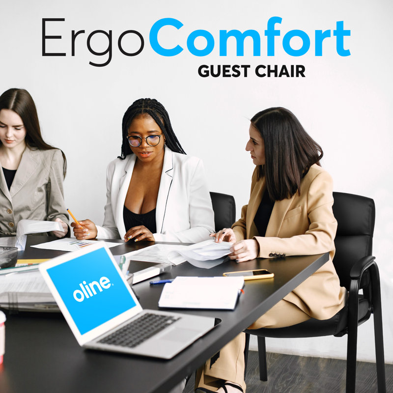 Black Leather Guest Chair with Padded Arms, 1 Pack