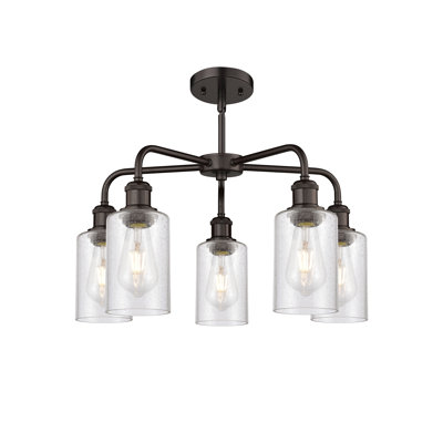 Ervine 5 - Light Steel Dimmable Cylinder Chandelier