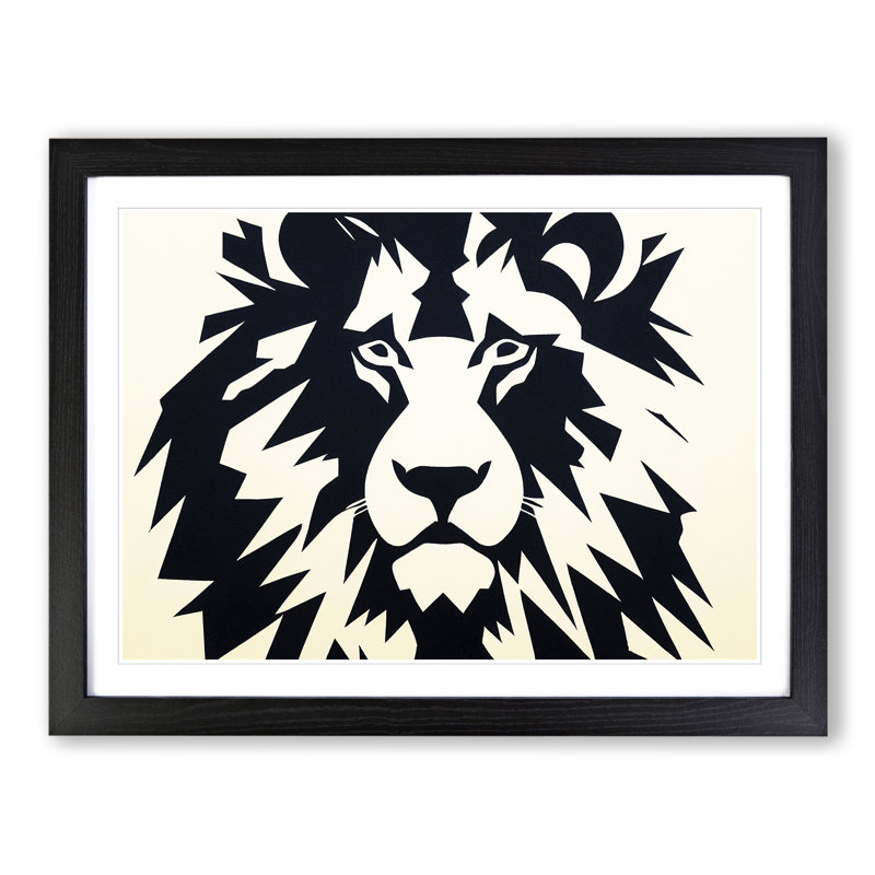 XH1022-9703X Vivid Abstract Lion - Single Picture Frame Print, Black, 25cm H x 34cm W