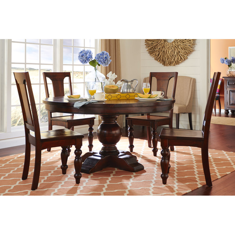Marlowe Round Solid Wood Dining Table, Weathered Teak, 31" H x 48" W x 48" L
