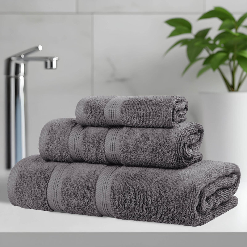  Smart Quick-Dry Zero Twist Cotton 3-Piece Towel Set, Gray