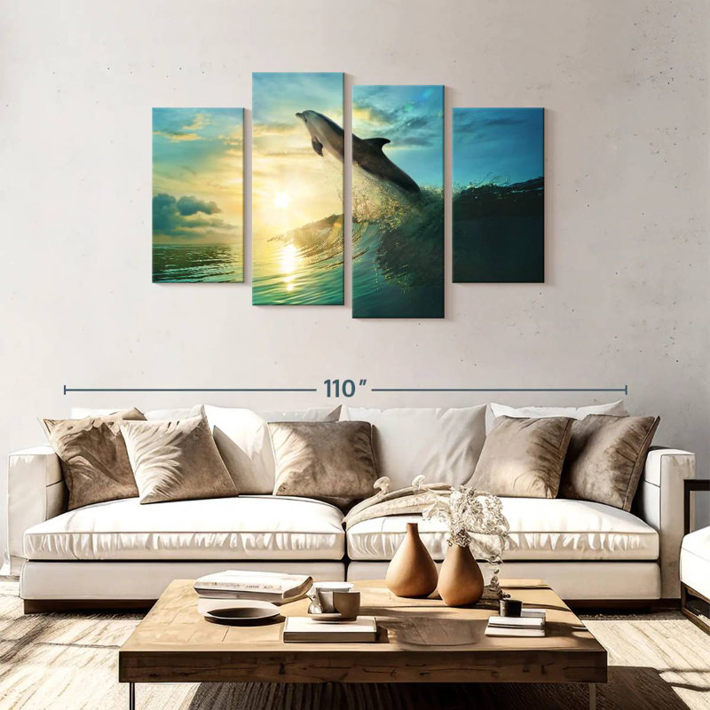 Brampt Sunset Dolphin, 48" H x 75" W