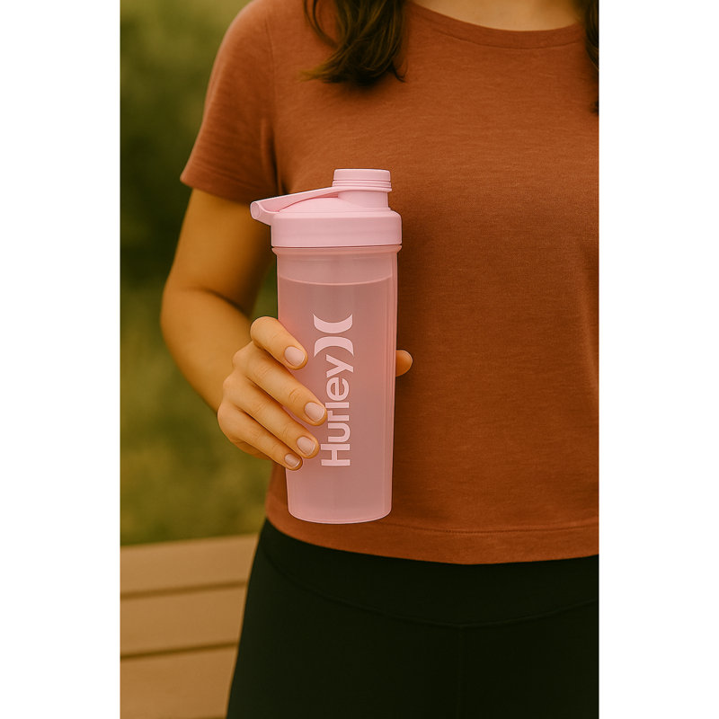 Bouteille de shaker Hurley avec corde de mise en forme 28 oz, Rose