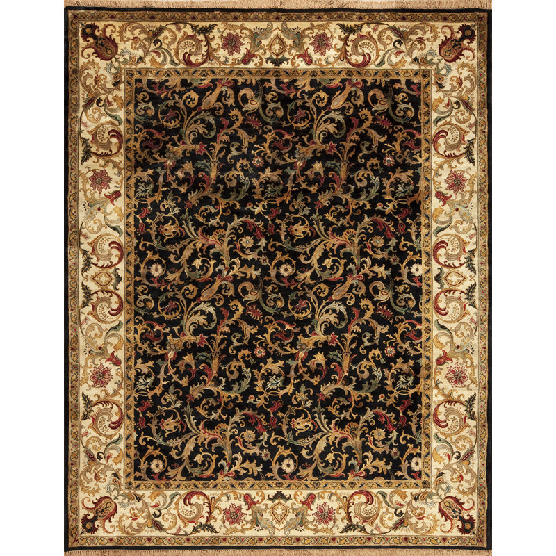 Golden Age Handmade Wool Floral and Oriental Area Rug, Rectangle 8' x 10'