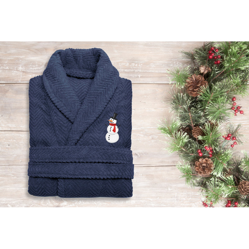 Peignoir bonhomme de neige 100% coton, S / M, Bleu minuit