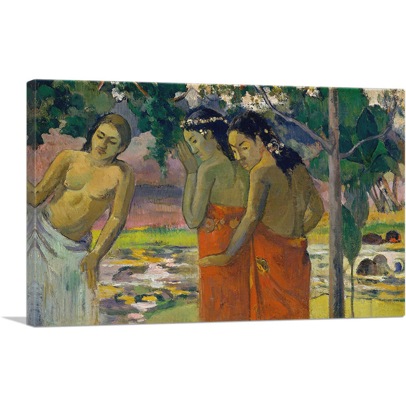 «Three Tahitian Women 1896» par Paul Gauguin, reproduction d'art sur toile tendue, H 18 po x l 26 po x P 0,75 po