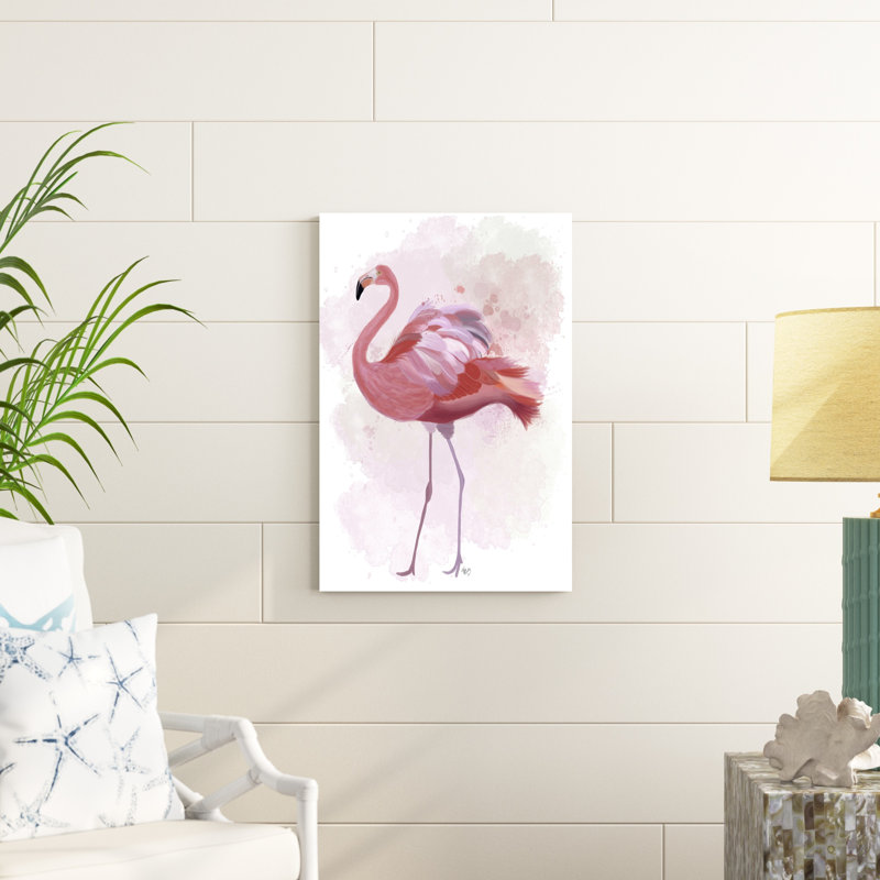 «Fluffy Flamingo 1», peinture sur toile, H 30 po x l 20 po