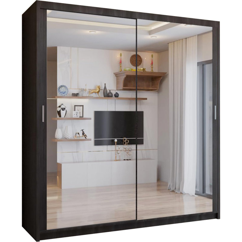 Ashawni 2 Door Laminate Wardrobe, Wenge, 217cm H x 180cm W x 62cm D