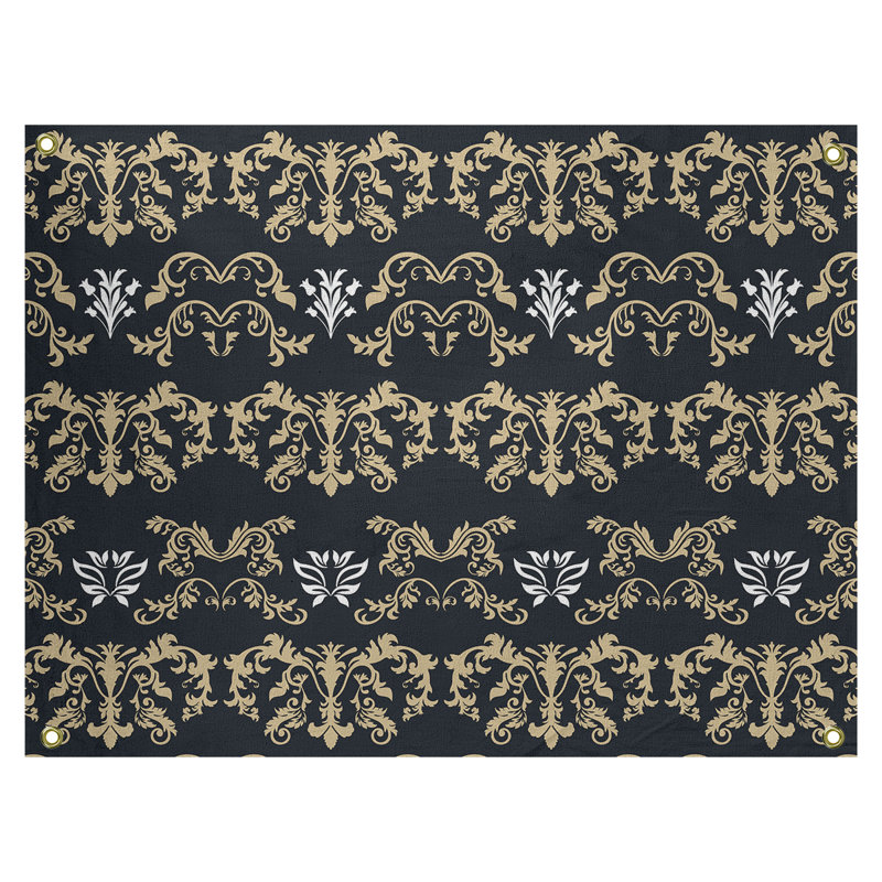Tapisserie baroque polyester polyester de la Nouvelle-Orléans, H 59 po x l 80 po, Noir/brun/blanc