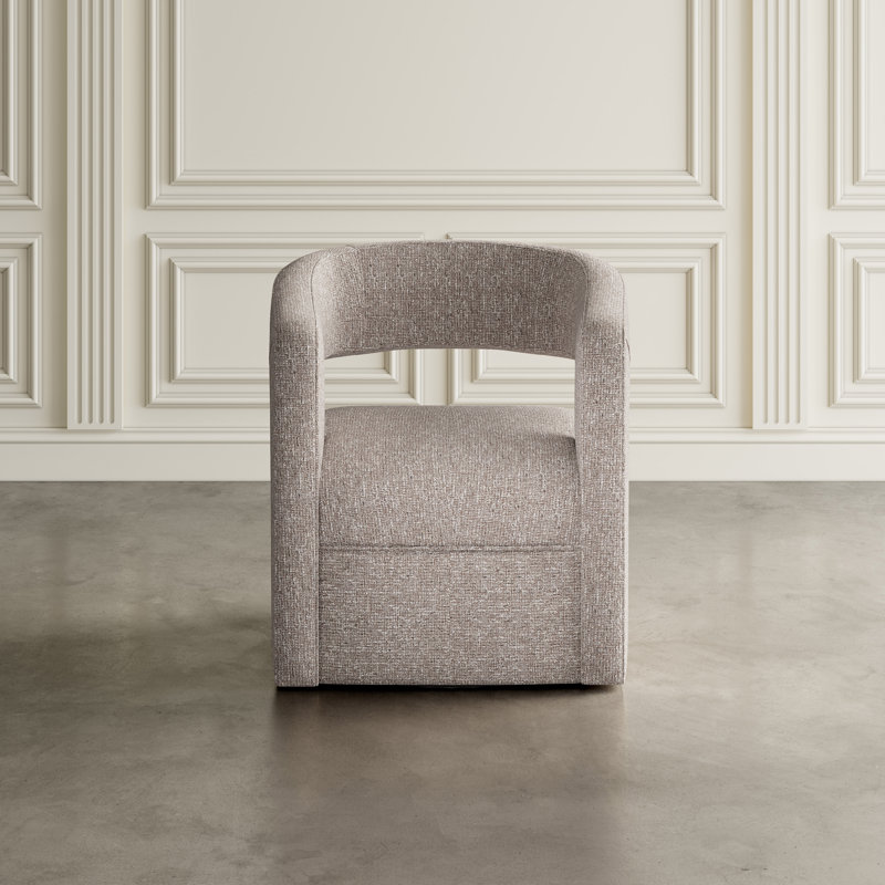Fauteuil demi-tonneau pivotant en polyester 30 po Cascia, Chocolat