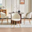 Ensemble de table de salle à manger cannelée 43,39 po pour 4 personnes avec chaises tonneau rembourrées | Ensemble de chaises de table de cuisine rondes modernes pour la salle à manger, plateau de table Veener en noyer, chaises de salle à manger en sherpa douillettes blanc cassé-132279706-132279707