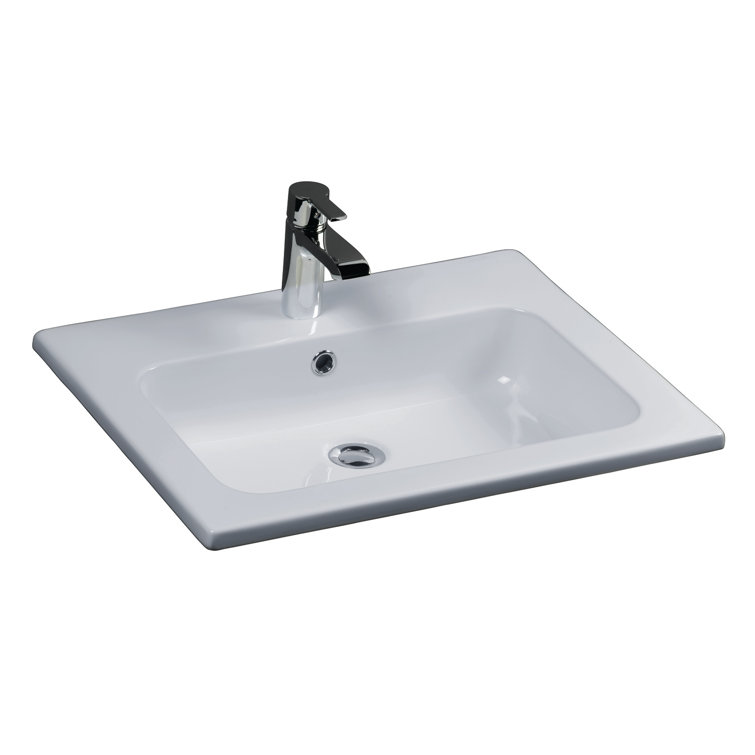 Barclay Cilla 18.75'' White Vitreous China Rectangular Bathroom Sink with Overflow