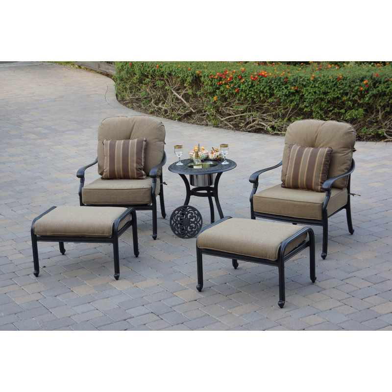 Ensemble de conversation de patio 5 pièces avec coussins et table de bout ronde 24 po Byrge