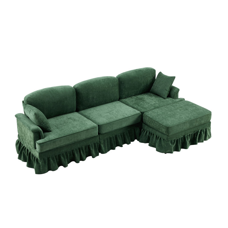 103” Comfy Cloud Couch L Shaped Sectional Sofa, Green