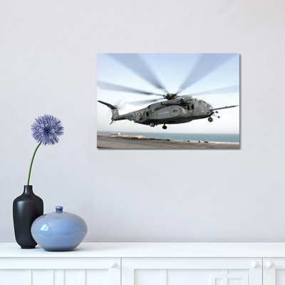 A CH-53 Sea Stallion Helicopter Leaves the Flight Deck of USS Kearsarge 1 Piece Wrapped Canvas Wall Art