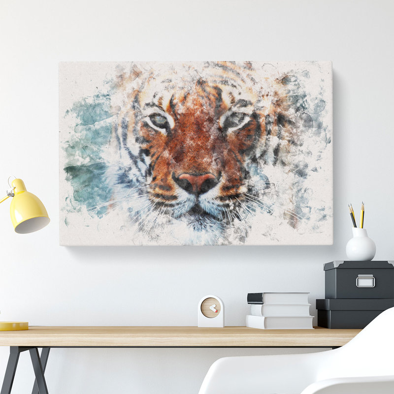 Tiger In The Blue - Wrapped Canvas, 40cm H x 60cm W x 3cm D
