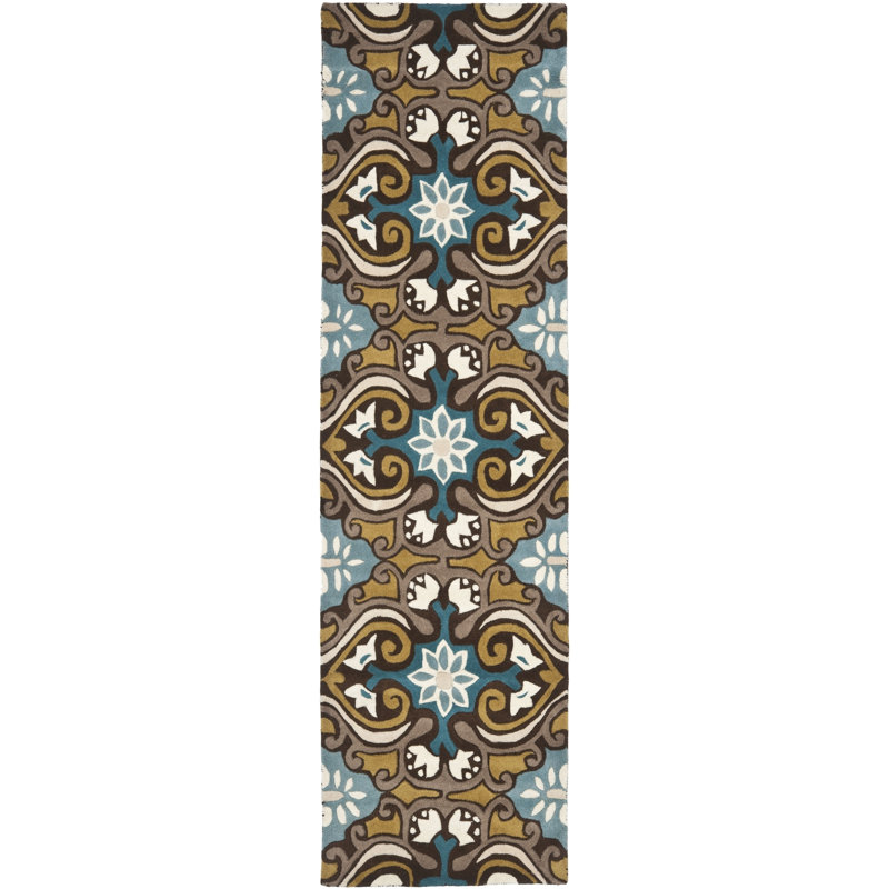 Amory Hand Tufted Wool Damask Rug, Runner 2'3" x 11'