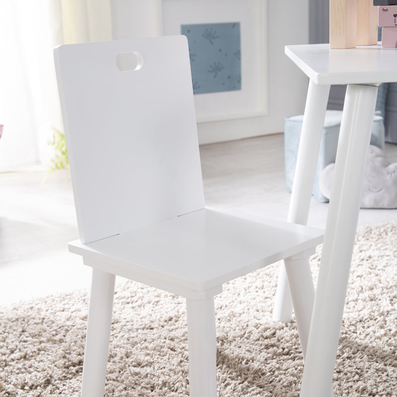 Kids 3 Piece Rectangular Play Or Activity Table and Chair Set, White, White