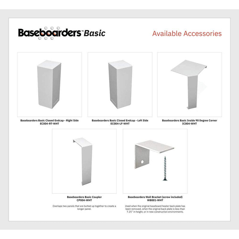 White Galvanized Steel Slip-On Baseboard Heater Wall Bracket