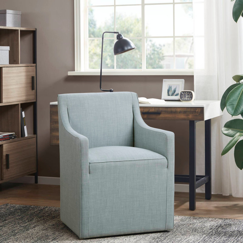 Fauteuil large avec roulettes Vanderhoof, Polyester bleu