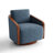 Upholstered Farmhouse Edging Swivel Barrel Chair With Toss Pillows-723334082