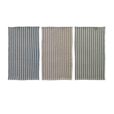 3-Piece Woven Cotton Double Cloth Striped Tea Towel Set
