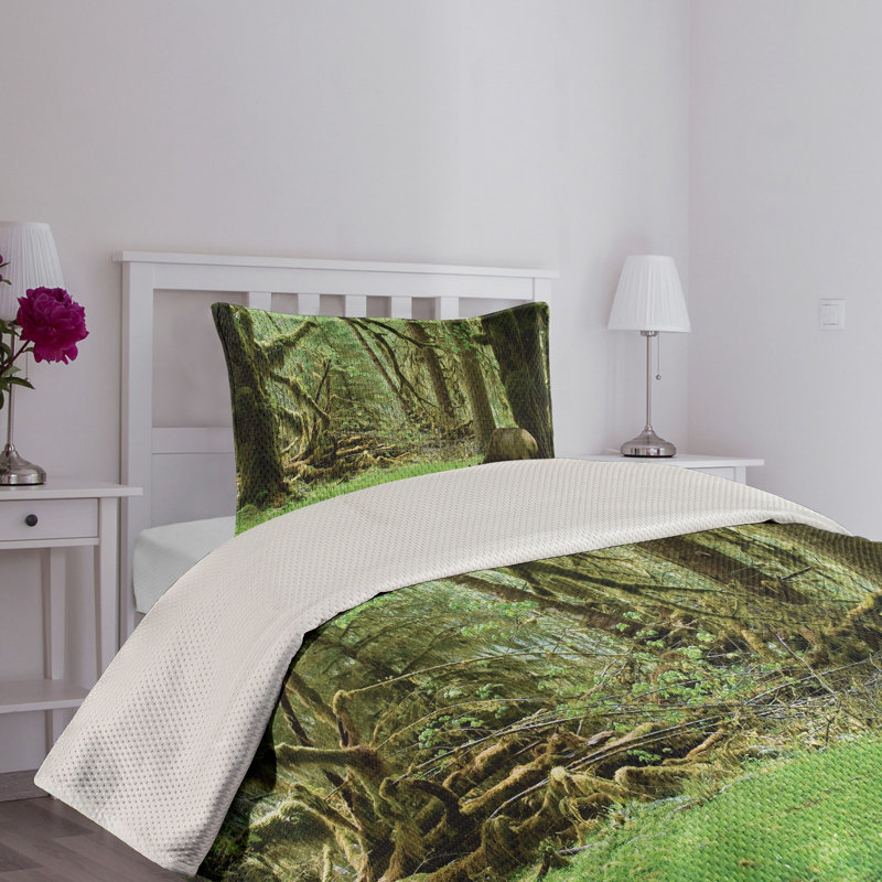 Forest Green Quilted Queen Bedspread Set with Shams