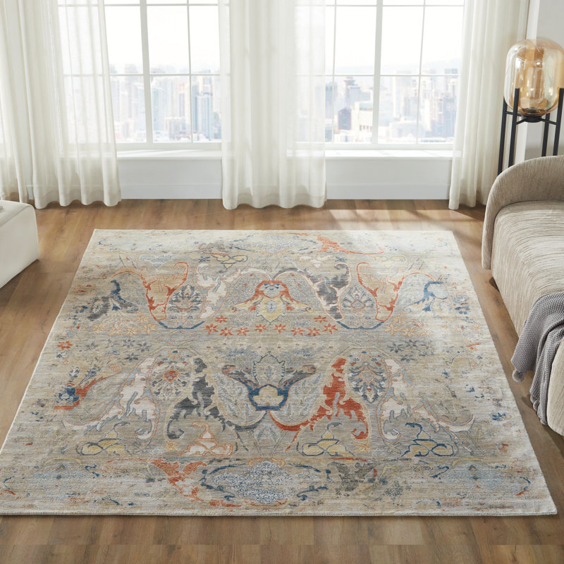Sundance Mesa Misted Stone Floral Wool Hand Crafted Area Rug, Rectangle 7'6" x 9'6"