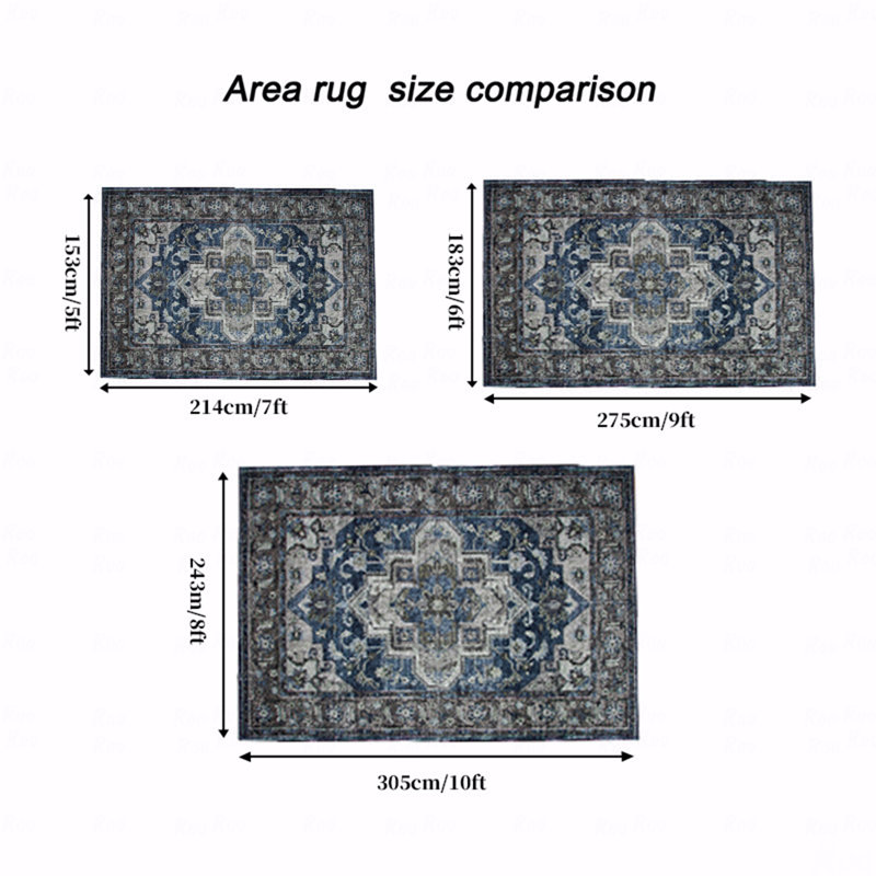 Tapis antidérapant de style bohème rétro 5 pi x 7 pi