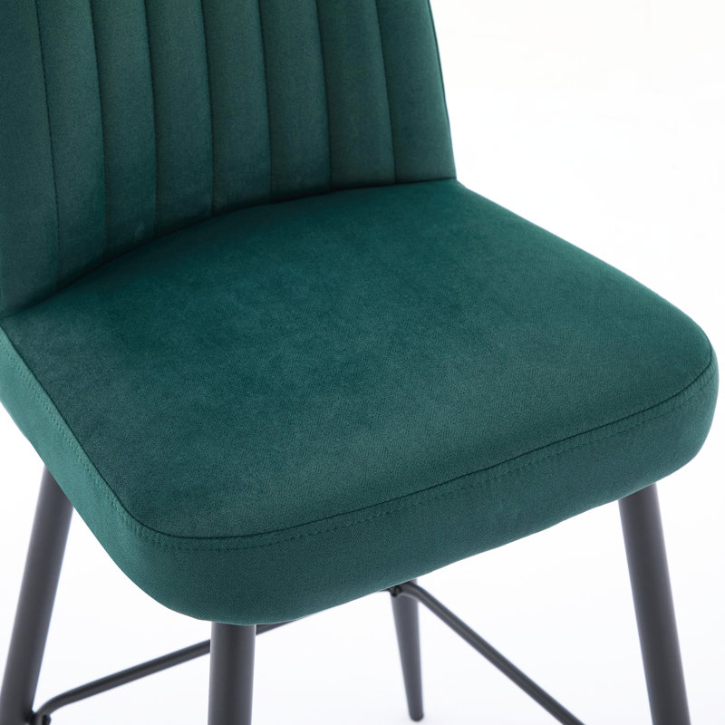 Chaises de bar en velours de 2 avec pieds en fer réglables pour les espaces de divertissement intérieurs, Green