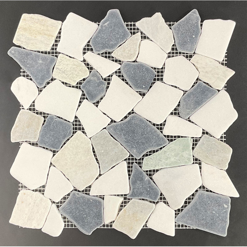Carreau de mosaïque 12,5 "x 12,5", Blanc / vert Ming / Nero Marquine