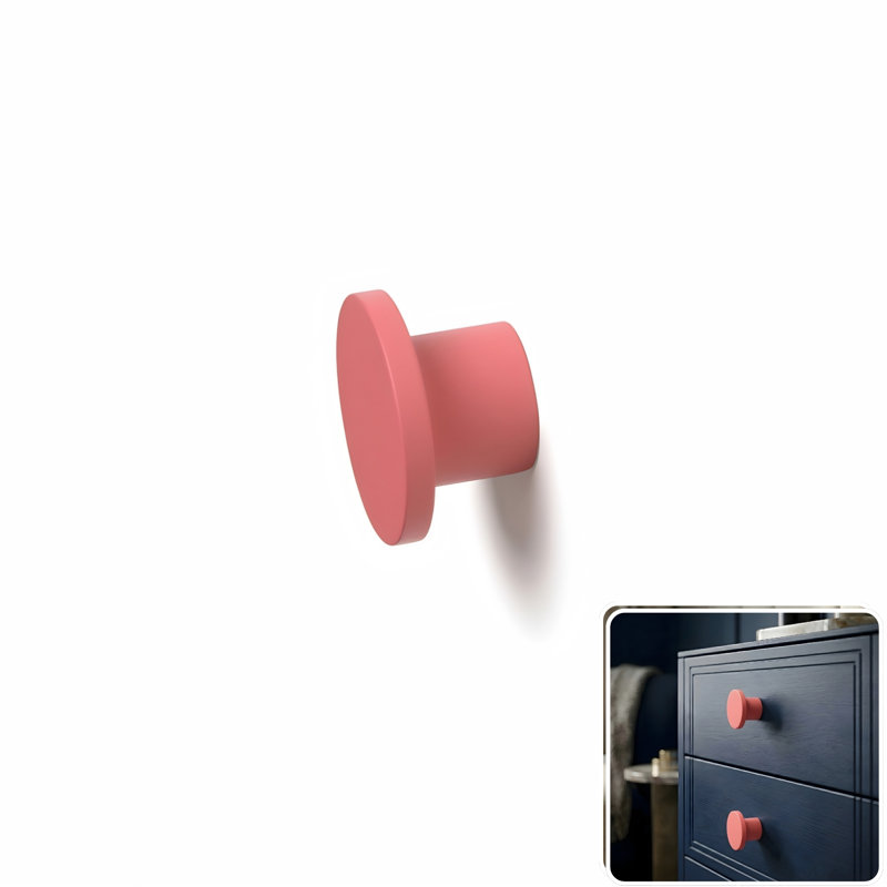 Bouton d'armoire rond en aluminium de style moderne Mid-Century ROUS, rosé (rose) à 1 unité, Rosé (rose)