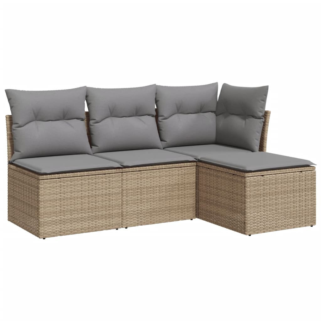 Vidaxl 4-Tlg. Garten-Sofagarnitur aus Polyrattan mit Kissen