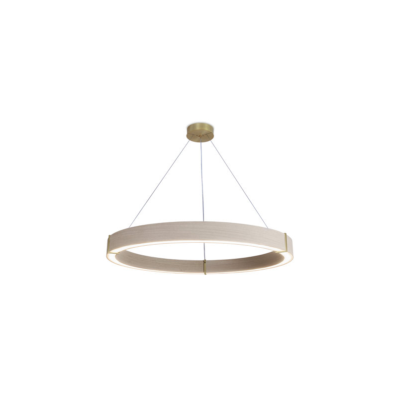 Luminaire suspendu à DEL 48 po Redeo, Laiton brossé, 2700 K, Chêne blanc délavé