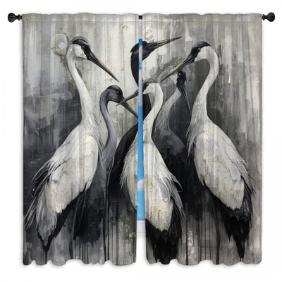 Rideaux obscurcissant Cranes dans des tons de gris - 2 panneaux
