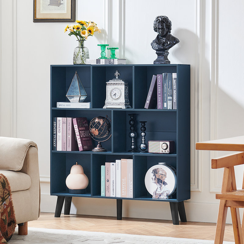 8 Cube Book Shelf,3 Tier Bookshelf With Legs, Modern Open Storage Organizer,Boho Bookcase,Display Cabinet Shelf Free Standing Bookshelves For Bedroom,Living Room,Office