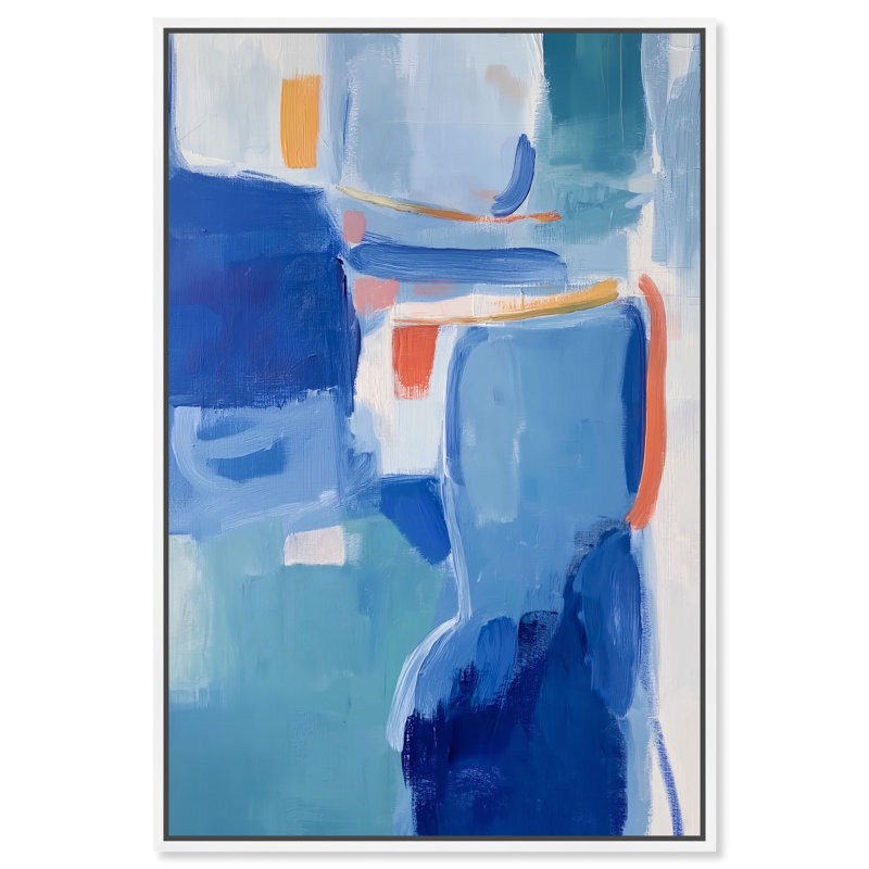 Blue Resonance II Canvas Abstract Print by Oliver Gal, Black Frame, 10 x 15, 16"H x 11"W, White Frame