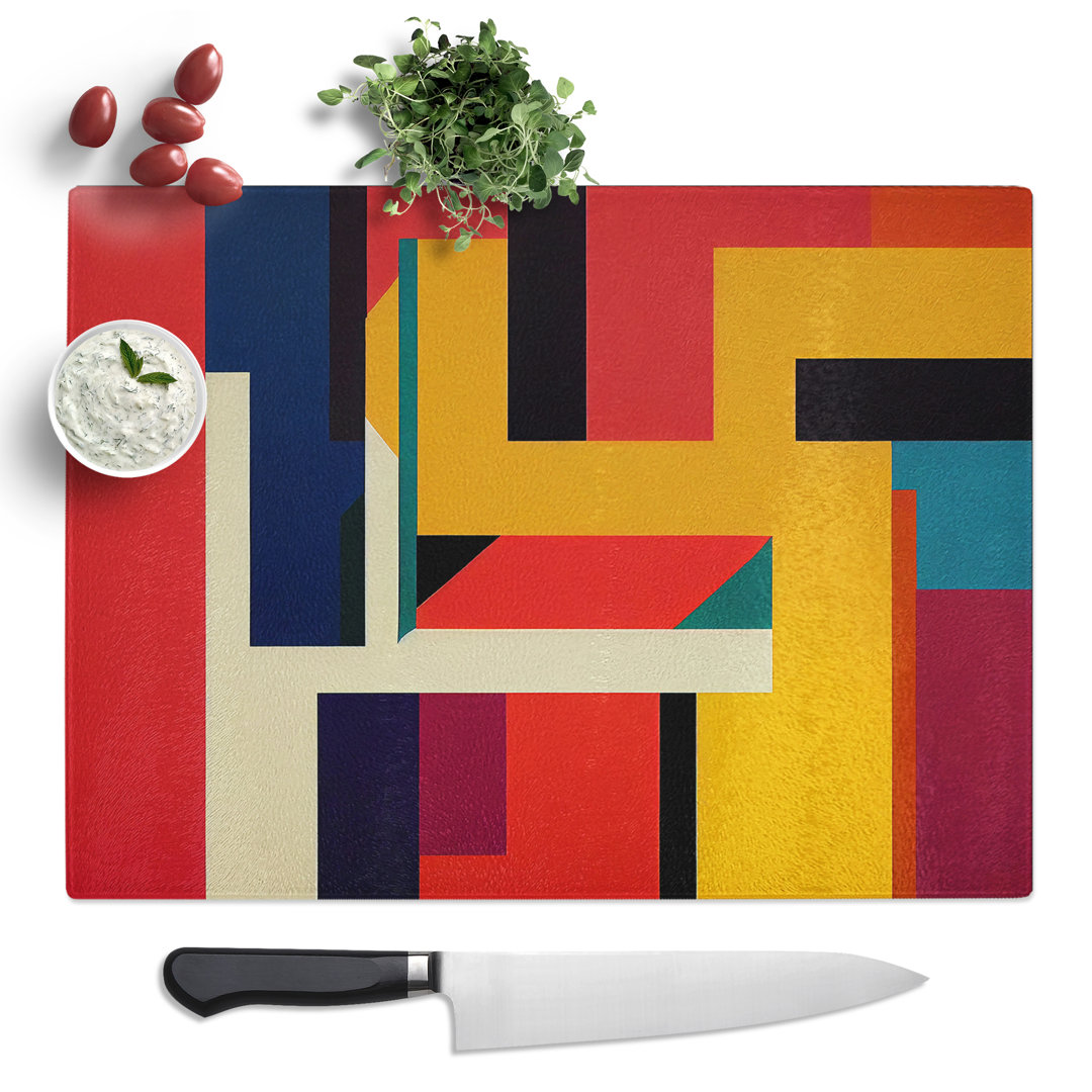 Abstract Bauhaus Vol.2  Glass Chopping Board