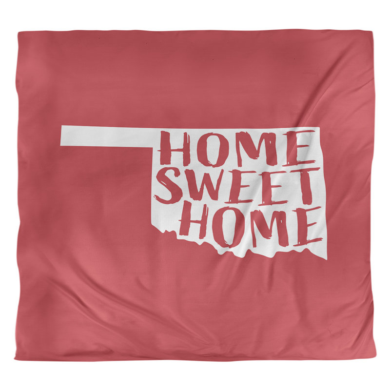 Housse de couette Home Sweet Oklahoma, Microfibre, Housse de couette pour grand lit, Rouge