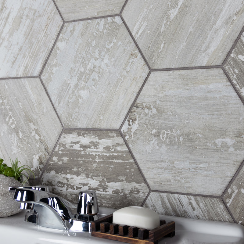 Suomi Hex 9" x 10" Porcelain Wood Look Wall & Floor Tile