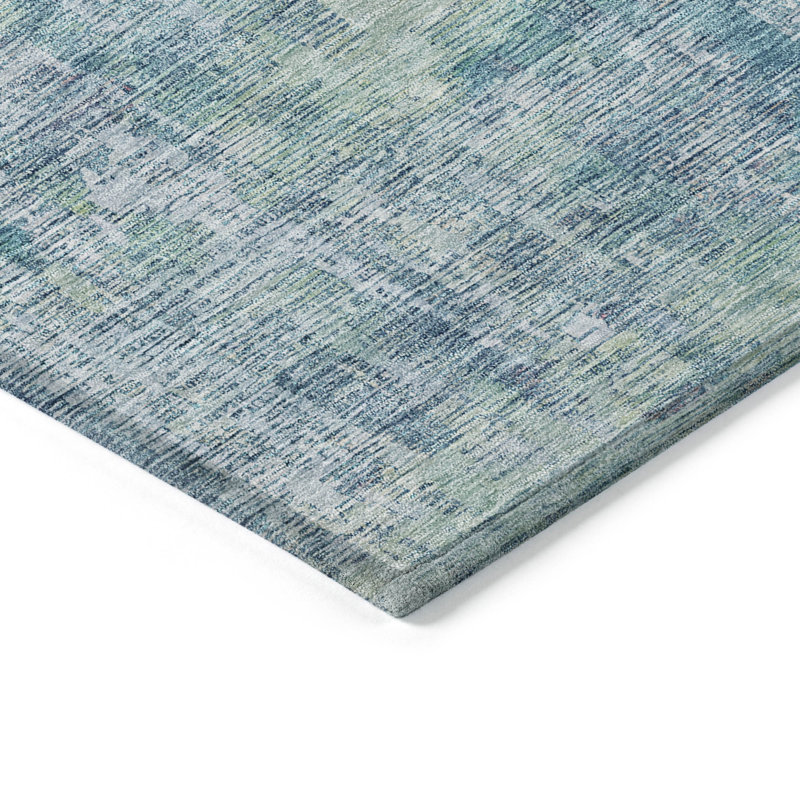 Machine Washable Indoor/Outdoor Claudian ACN1237 Blue Rug, Rectangle 10' x 14'