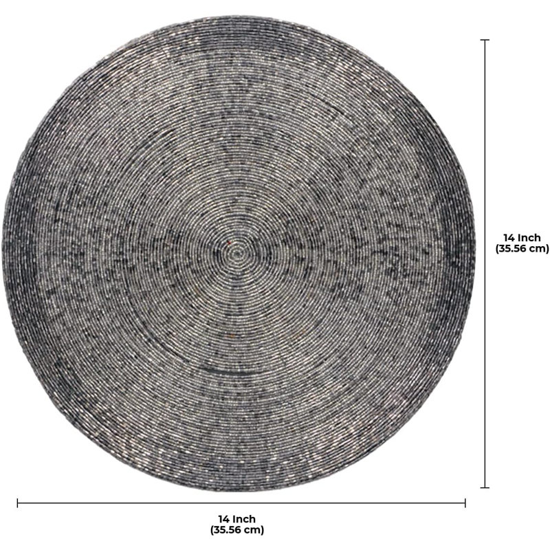 Silver Glass Beaded Round Placemats, Set of 4