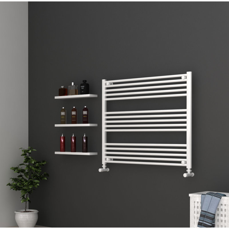 Shavon Straight Towel Rail Heated Towel Rails, 80cm H x 100cm W x 3cm D, White