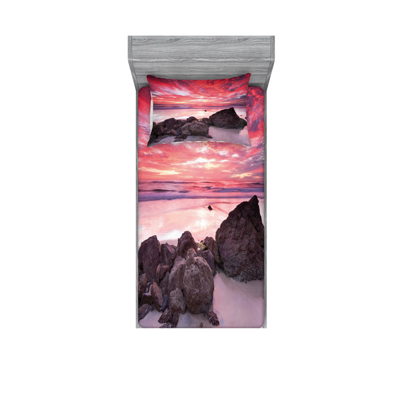 Ensemble de draps géométriques australiens avec roches, Ensemble de draps pour lit simple avec drap-housse