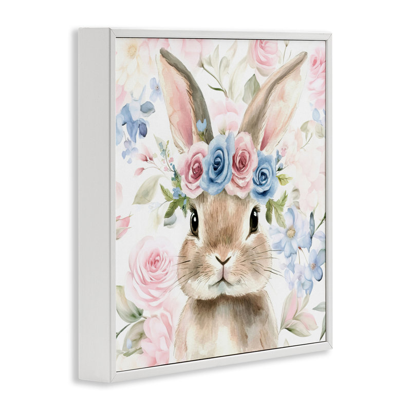 Giclée encadrée Flower Power Bunny, design par Tina LeCour, H 17 po x l 17 po, Giclée encadrée blanc bord de mer