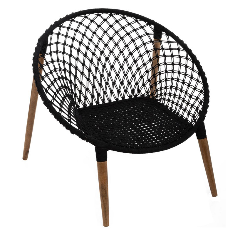 Waynoka Metal Outdoor Lounge Chair, Black