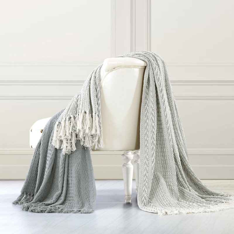 Jeté en coton Batik, Gris